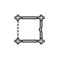 Outline a square frame with rounded corners cross shapes icon symbol