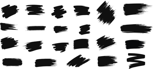 Black Paint Brush Stroke Shapes  Grunge Artistic Vector Brushstroke Elements Collection