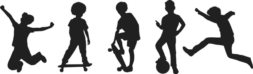 vector silhouettes of kids set design