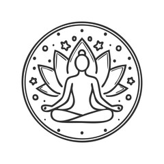 Drawing of lotus yoga pose icon. Wellness symbol modern, simple, vector, icon for website design, mobile app, ui. Vector Illustration