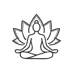 Drawing of lotus yoga pose icon. Wellness symbol modern, simple, vector, icon for website design, mobile app, ui. Vector Illustration