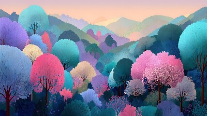 whimsical landscape in the mountains