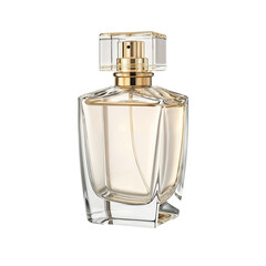 Elegant Glass Perfume Bottle with Golden Cap Isolated on Transparent Background Ai-Generated