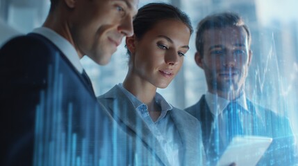 Business Professionals Engaged in Data Analysis Using Tablet Technology