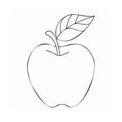 Simple apple with leaf outline fruit drawing