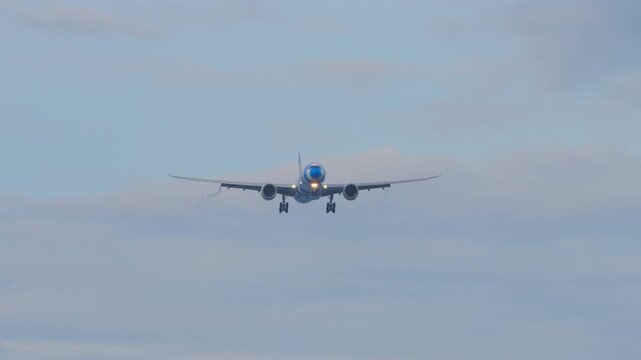 PHUKET, THAILAND - FEBRUARY 24, 2025: Condor Airbus A330 in Blue Sea livery landing at Phuket Airport