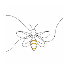 Abstract bee with yellow stripes and flowing lines