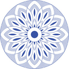 Black and White Mandala Art with Symmetrical Floral Motifs, Circular Geometric Shapes and Decorative Petal Elements for Meditation Design