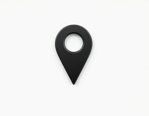 Black map pin location marker on white background navigation