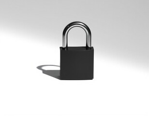 Fototapeta premium Black padlock with silver shackle on white background