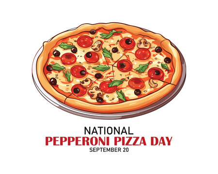 National Pepperoni Pizza Day vector. Salami pizza vector. Pepperoni Pizza Day Poster, September 20. Pieces of pizza icon. American food