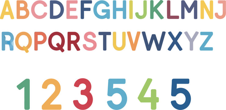 Colorful alphabet and numbers learning chart for kids education resource