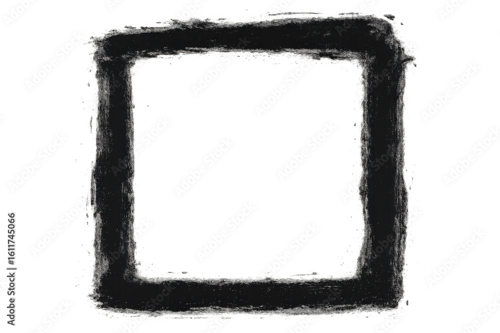 Poster black grunge square frame is framing empty space on transparent background
