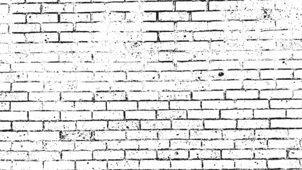 Grunge Brick Wall Texture Background, Vintage Brick Wall Vector Pattern, Dirty Old Brick Wall Grunge Overlay, Black and White Brick Texture Template