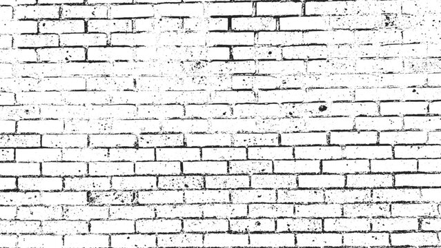 Fototapeta Grunge Brick Wall Texture Background, Vintage Brick Wall Vector Pattern, Dirty Old Brick Wall Grunge Overlay, Black and White Brick Texture Template