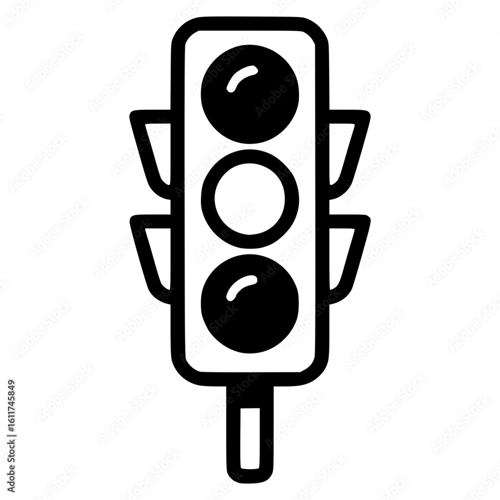 Poster traffic signal icon design in simple black and white vector style