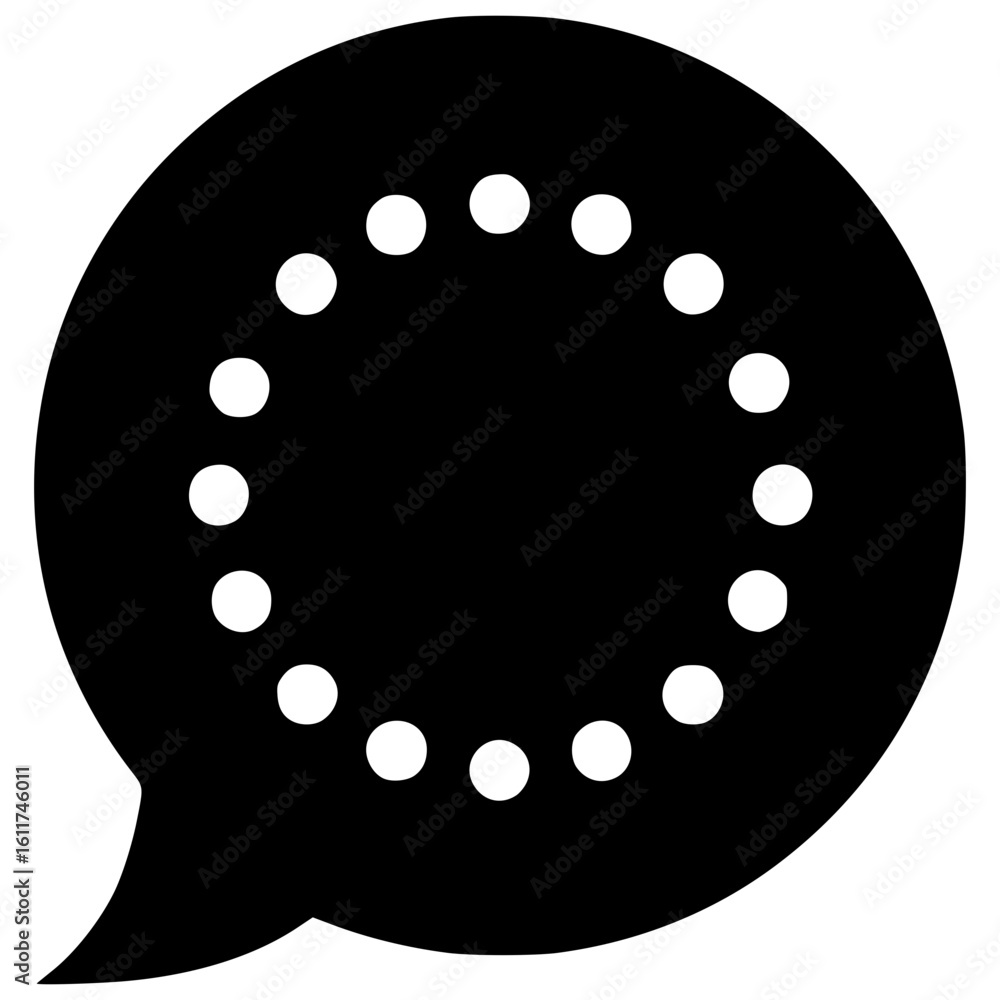 Poster communication icon with circular dot pattern in a speech bubble
