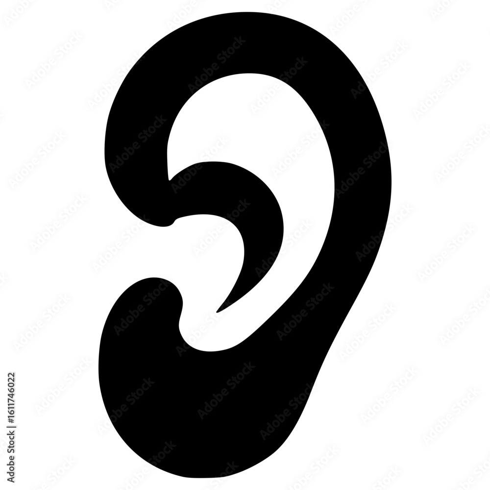 Poster vector icon representing an ear in a minimalistic design style