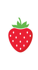 Fototapeta premium Vibrant red strawberry illustration with green leaves and white seeds