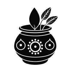 clay-pot--dahi-handi--decorated-with-flowers-and-b.eps
