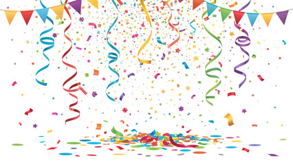 Celebration confetti background vector for congratulations and festive events isolated on white PNG. AI GENERATED.
