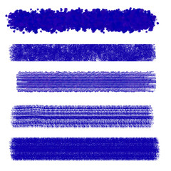 Detailed Blue Ink Brush Patterns. Set of brush strokes.