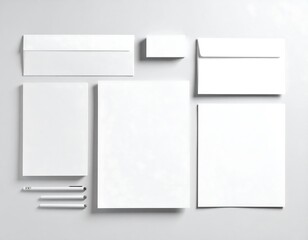 Blank stationery set on light gray
