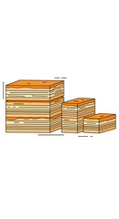 A simple illustration of stacked wooden blocks of varying sizes representing building materials and construction concepts