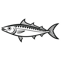 Obraz premium Outline of a mackerel fish a marine animal isolated on white background
