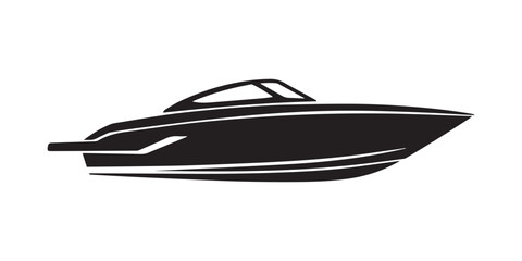 Naklejka premium Speedboat or Yacht Silhouette for Luxury Marine and Water Sport Designs
