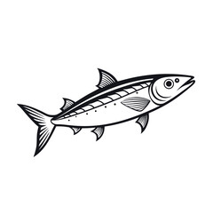 Fototapeta premium Mackerel fish outline illustration for seafood and marine design isolated on white background