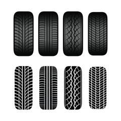 set of wheel car tire tread tracks