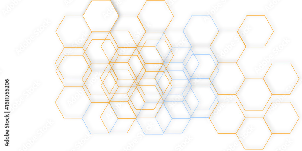 Poster abstract colorful outline cube box hexagon high technology frame for design element vector illustrat