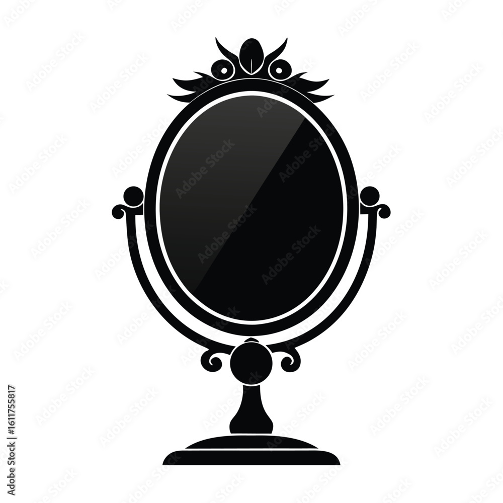 Poster elegant mirror silhouette with a simple frame isolated on white background for design use