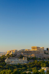 Fototapeta premium Evening view of The Erechtheion at The Parthenon and ancient Acropolis in Athens Greece