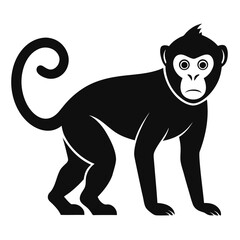 Fototapeta premium Playful monkey silhouette in a simple clean design isolated on white background