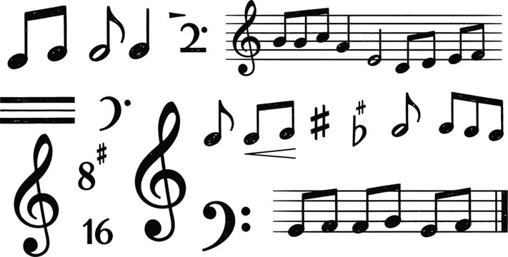 Music notes vector illustration for musical notation and composition work