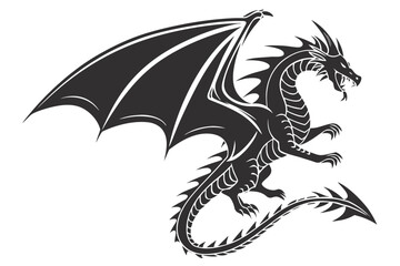 wellcoda dragon sihouette black vector