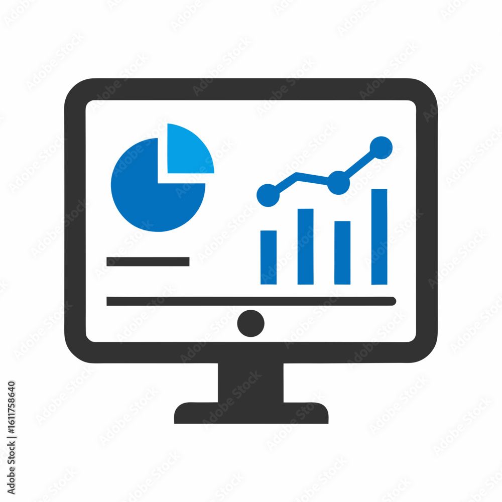 Aufkleber data analytics dashboard vector illustration for business reports.