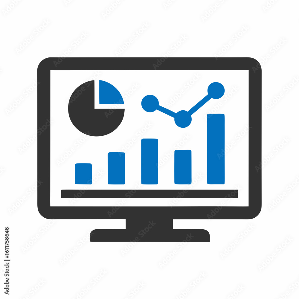 Poster data analytics dashboard vector illustration for business reports.
