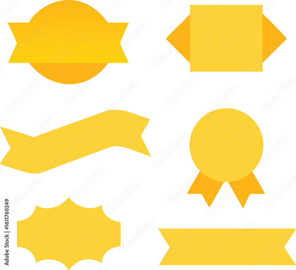 Aufkleber collection of yellow flat design banners and labels on white background for graphic design and web d