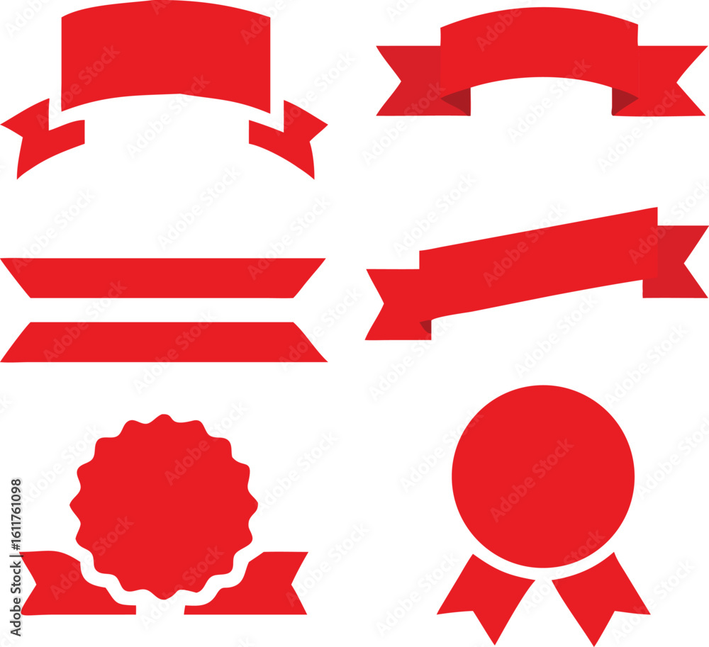 Aufkleber collection of red ribbon and badge vector illustrations for design elements and graphic resources on