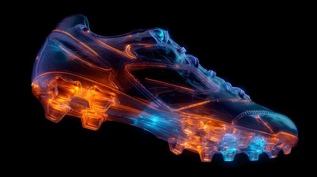 A luminous, transparent sports shoe.