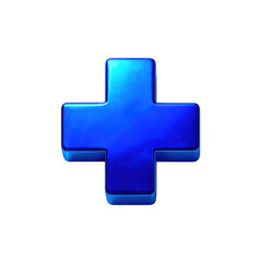 Fototapeta premium Shiny blue plus sign symbol isolated on transparent background