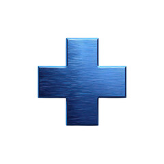Obraz premium Shiny blue metal plus sign isolated on transparent background