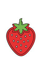 Obraz premium Whimsical red strawberry illustration with green stem and leaves for fruit enthusiasts and designers