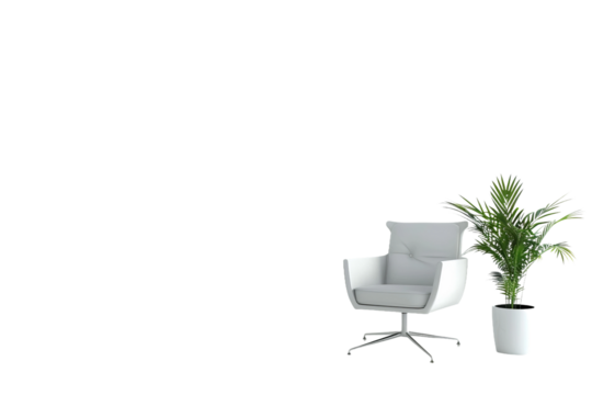 Room decor against a clear Transparent background for design and editing