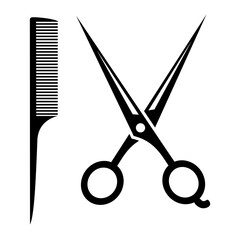 Barber scissors and comb set vector silhouette icon,modern and elegant design ideas,isolated on white background,can be for logo or barber icon