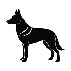 Black silhouette of a German Shepherd dog standing profile view canine