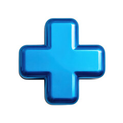 Obraz premium Shiny blue medical health cross symbol isolated on transparent background